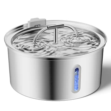 Cat Water Fountain Stainless Steel, 3.2L/108Oz Pet Water Fountain for Drinking, Automatic Metal Dog Water Dispenser Bowl with Quiet Pump, Dual-Stream, Filtration for Cats, Dogs, Multiple Pets Indoor - Image 1
