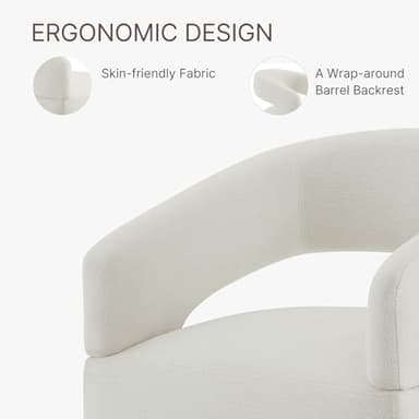 KISLOT Upholstered Dining Chairs with Removable Casters Barrel Side Armchair with Rollers for Diningroom Bedroom Livingroom Reading Room, Ivory, 4PCS - Image 7