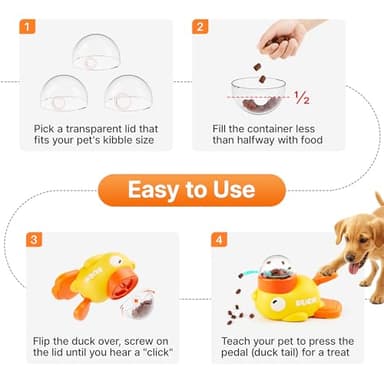 Potaroma Cat Puzzle Treat Dispenser, Interactive Duck-Shaped Enrichment Toy for Cats and Small Dogs, IQ Training and Exercise 8.6 Inches - Image 6