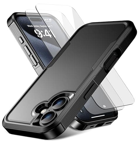 RonShieh for iPhone 16 Case [Shockproof] [Dropproof] [Heavy Duty Protection] [Pocket-Friendly] Slim & Tough Non-Slip Protective Phone Cover for iPhone16 6.1inch, Black - Image 1