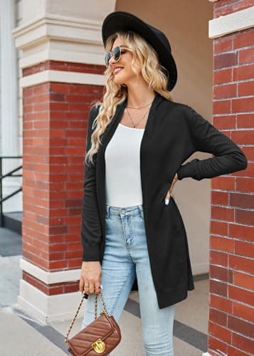 GRACE KARIN Women Open Front Long Sleeve Chunky Knit Cardigan Sweaters Black XXL - Image 3