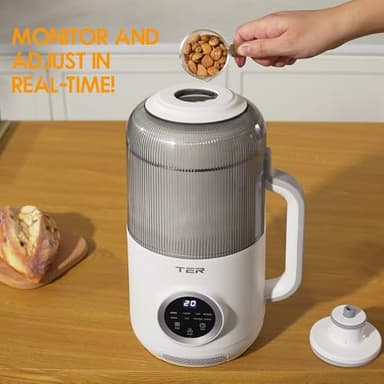 8-in-1 Nut Milk Maker, 40oz Blender Homemade Almond, Oat, Soy, Coconut milk, Juice & Soup, Electric Bean Milk Machine with Delay Start/Auto-Clean/Boil Water/Keep Warm, White - Image 3