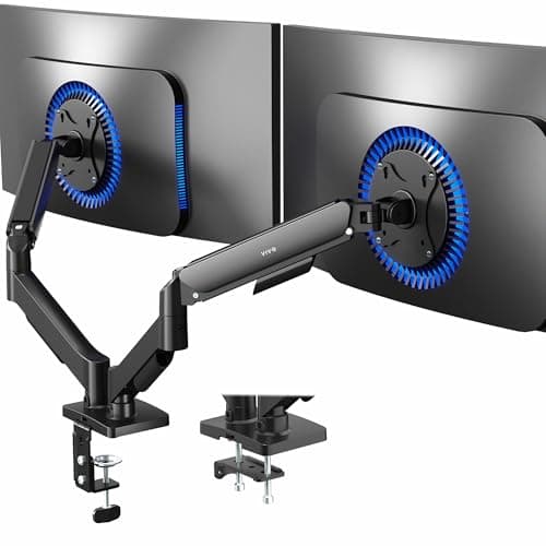 VIVO Dual Monitor up to 32 inches and 19.8 lbs per Screen, Pneumatic Arm Desk Mount, Articulating Counterbalance, VESA Stand, Classic, STAND-V002O - Image 1