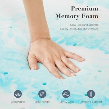 DUMOS Memory Foam Mattress Topper Queen, 3 Inch Thick Gel Infused Bed Toppers for Queen Size Bed, Soft Mattress Pads Breathable for Sleeper Sofa, RV, Camper, CertiPUR-US Certified, Blue - Image 5