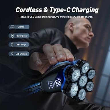Electric Bald Head Shaver for Men PRO, Purple - Image 5
