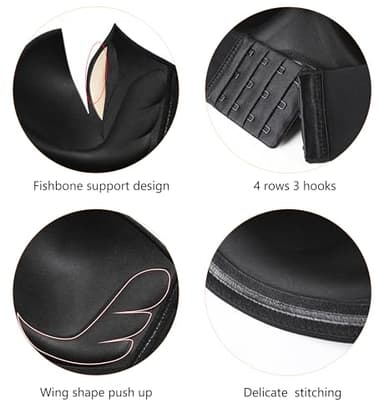 DotVol Women Strapless Push Up Bra Custom Lift Invisible Wing Shape Anti-Slip Wirefree Bra(Wing Pure Black,38B) - Image 6