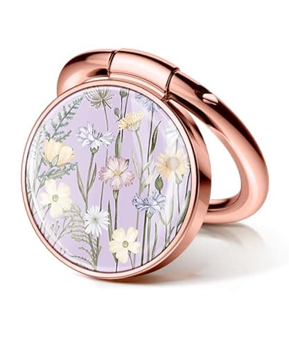 GVIEWIN Floral Cell Phone Ring Holder, Metal Kickstand Grip 360° Rotation Compatible with iPhone 17/16/15/14/Pro Max/Air/Plus Series & Galaxy S25/S24 Ultra and Other Phones (Vibrant Spring/Purple) - Image 1