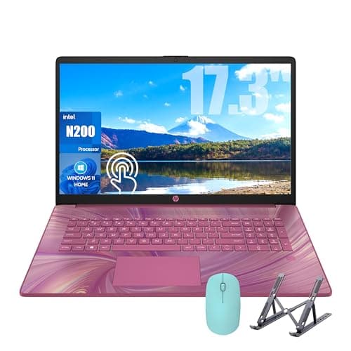 HP 17 Laptop, 17.3'' Touchscreen Display, Intel Quad-Core N200 Processor, 16GB RAM, 1TB SSD+128GB SSD, Webcam, Number Keypad, Windows 11 Home, Fatcayes Accessory, Sunkissed Plum (Renewed) - Image 1