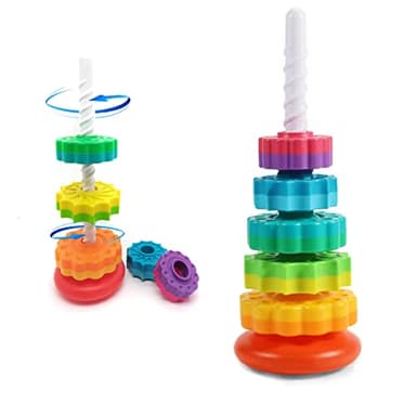 LUCKFUTURE Spinning Stacking Toys, Educational Toddler Toy Stacking Rings Baby Toys, Montessori Toy for Girls and Boys, Spin Gears Christmas Birthday Gift for 1-3 Year Old - Image 1