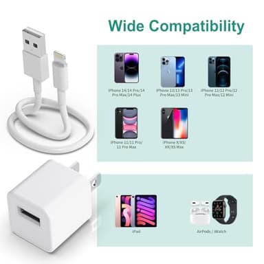 iPhone Charger Cable,3Pack (MFi Certified) Data Sync Charging Cords with 3Pack USB Wall Charger Travel Plug Adapter Compatible with iPhone 14Pro/13 Pro/12/12 Pro Max/11 Pro Max/XS Max/XS/XR/X/8 - Image 7