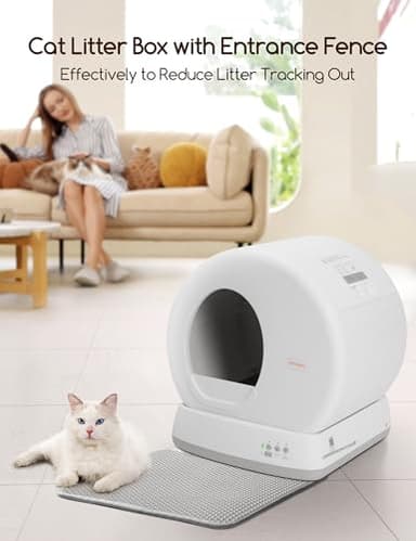 MeoWant Self-Cleaning Cat Litter Box, Integrated Safety Protection Automatic Cat Litter Box for Multi Cats, Extra Large/Odor Removal/APP Control Smart Cat Litter Box with Mat & Liner - Image 2