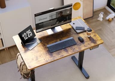 Claiks Electric Standing Desk, Adjustable Height Stand up Desk, 40x24 Inches Sit Stand Home Office Desk with Splice Board, Black Frame/Rustic Brown Top - Image 6