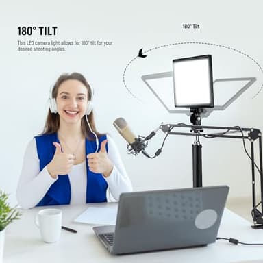 NEEWER 9" LED Video Light Panel, Dimmable DSLR Camera Soft Lighting with Mini Desk Tripod Stand, USB Type C Ports, 3200K~5600K CRI95+ for Studio Photography Video Recording Live Streaming, NL-116AI - Image 7