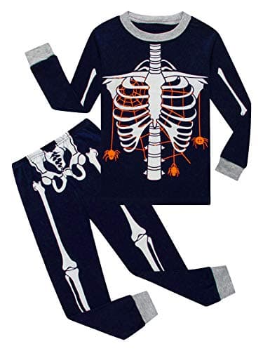 Family Feeling Baby Infant Boys Girls Glow-in-The-Dark Skeleton Halloween Pajamas Sets Long Sleeve Kids Toddler Pjs Blue Size 18-24 Months - Image 1