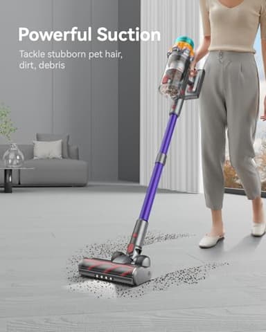 Cordless Vacuum Cleaner, 48KPA 550W 65Mins Oversized Dust Cup Cordless Stick Vacuum, Rechargeable Vacuum Cleaner with Self-Standing, Vacuum Cleaners for Home, Hardwood Floor, Carpet, Pet Hair - Image 2