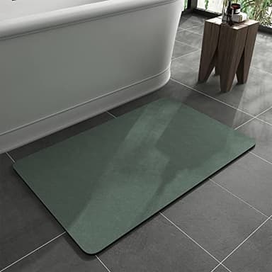 MontVoo -Bath Mat Rug-Rubber Backing Non Slip Quick Dry Absorbent Thin Bathroom Rugs Fit Under Door-Faux Suede Surface Bathroom Floor Mats-Shower Rug for in Front of Bathtub Shower Green 17"x27.5" - Image 1