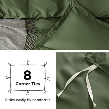 Bedsure Duvet Cover Queen Size - Soft Double Brushed Bedding Set for Kids & Adults, Zipper Closure, 3 Pieces, Includes 1 Duvet Cover (90"x90") & 2 Pillow Shams, NO Comforter, Olive Green - Image 7