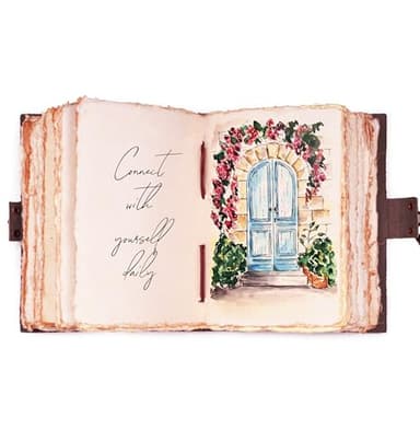 LEATHER VILLAGE Leather Bound Vintage Journal for Women & Men - Book of Shadows - Lock Closure - 200 Pages of Antique Deckle Edges Handmade Paper - Rustic Brown Color - 13 X 8 (A4) inches - Image 2