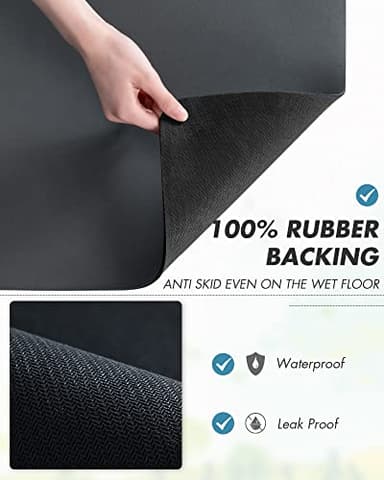 AMOAMI Dish Drying Mat for Kitchen Counter-Coffee Mat Bar Accessories, Hide Stain, Rubber Backed, Absorbent, Fit Under Coffee Maker, Espresso Machine, Pot, Dish Rack, 12"x19", Dark Grey - Image 6