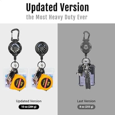 MNGARISTA Upgraded Heavy Duty Retractable Keychain, Belt Clip Ver. & Carabiner Ver., 10 oz Retraction, 31.5" Stainless Steel Cable, 3K Carbon Fiber Tactical ID Badge Reel Key Chain Retractor, 2 Pack - Image 3