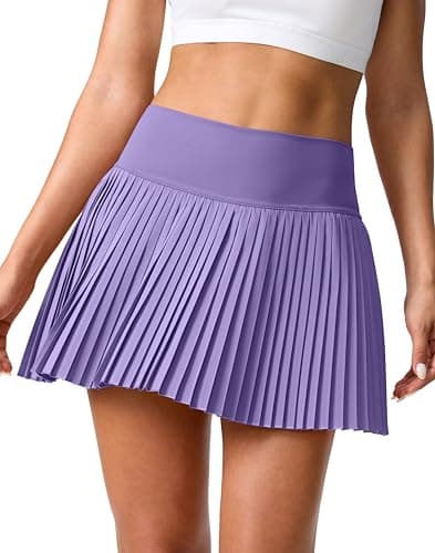 SANTINY Pleated Tennis Skirt for Women with Pockets Shorts Women's High Waisted Lightweight Athletic Golf Skorts Skirts for Casual(Purple_S) - Image 1