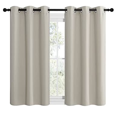 NICETOWN Kitchen Curtains for Decoration, Thermal Insulated Grommet Room Darkening Draperies/Panels for Laundry (Natural, 2 Panels, W42 x L50 inches) - Image 2