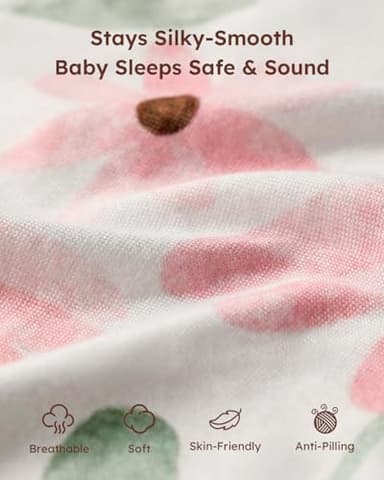 Yoofoss Pack and Play Sheets Girl 2 Pack, 38x26 Mini Crib Sheets Fitted for Baby Compatible with Graco Pack n Play Mattress,Ultra Soft Breathable Microfiber Pink Floral - Image 2