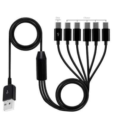 LOKEKE USB A 2.0 to C Splitter Charging Cable, 6-in-1 USB Type C Charger Power Sync Date Cable Cord for Smartphone Pad(0.5M/1.6FT) - Image 5