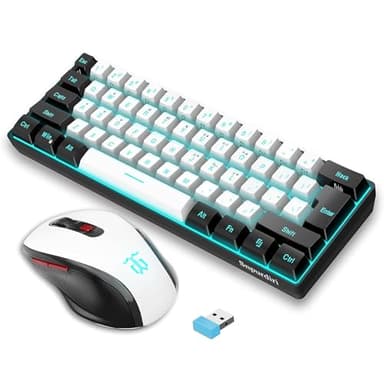 Snpurdiri 2.4G Wireless Gaming Keyboard and Mouse Combo, Include Mini 60% Merchanical Feel RGB Backlit Keyboard, Ergonomic Vertical Feel Small Wireless Mouse(Black and White) - Image 1