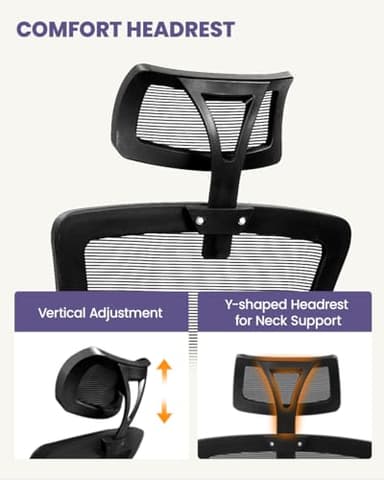 NEO CHAIR Ergonomic Adjustable Home Office Desk Chair High Back Computer Gaming Mesh Chair with Comfy Task Adjustable Arms Lumbar Neck Support Swivel for Home Office (Dark Black) - Image 3