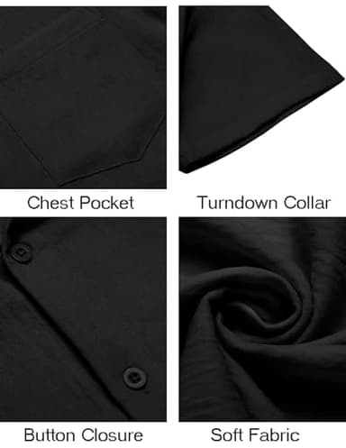 COOFANDY Mens Button Down Shirt Untucked Shirts for Men Casual Tropical Beach Shirt Black - Image 5