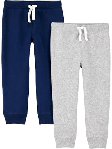 Simple Joys by Carter's Boys' 2-Pack Pull on Fleece Pants, Grey Heather/Navy, 6-9 Months - Image 1