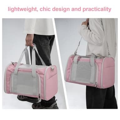 Roaringkitty Travel in Style: Portable Pet Carrier for Small Pets up to 15 Lbs- Airline Approved, Collapsible & Comfortable cat/Puppy Soft Sided Bag (Pink) - Image 5