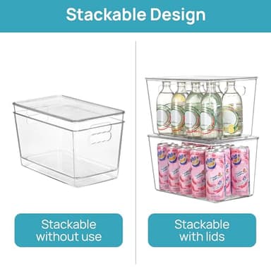 Vtopmart 8 Pack Clear Stackable Storage Bins with Lids,XLarge Plastic Containers with Handle for Pantry Organizer and Storage,Perfect for Kitchen,Fridge,Cabinet, Closet,Bathroom Organization - Image 3