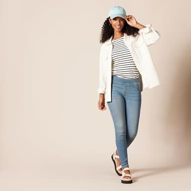 Amazon Essentials Women's Mid-Rise Stretch Pull-On Jegging (Available in Plus Size), Light Wash, 6 Long - Image 5