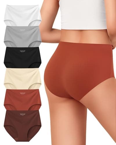 Womens Underwear Seamless Full Coverage Breathable Briefs No Show Silky Stretch High Waisted Ladies Panties 6 Pack (US, Alpha, Medium, Regular, Regular, 6 Color Packs) - Image 1