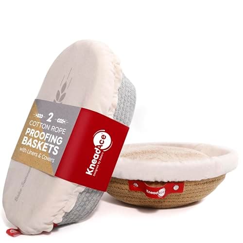 KneadAce Cotton Rope Banneton Bread Proofing Basket Set, Oval & Round Bread Baskets with Liners & Covers for Artisan Bread Baking, Sourdough Bread Baking Supplies - Image 1