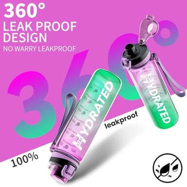 Water Bottle, 32 oz Motivational Water Bottles with Time Marker-Tritan & BPA Free, Sports Water Bottle with Time to Drink & Strap, Wide Mouth, Leakproof -Gift for Christmas Gym Fitness & Outdoor - Image 7