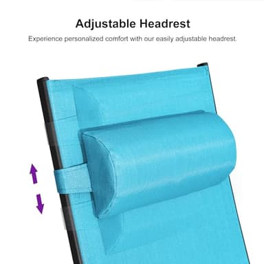 Purple Leaf Patio Chaise Lounge Set of 3 Outdoor Lounge Chair Beach Pool Sunbathing Lawn Lounger Recliner Chiar Outside Tanning Chairs with Arm for All Weather, Side Table Included, Turquoise Blue - Image 7