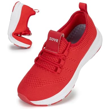 ZOVE Wide Toe Box Shoes Women Extra Wide Width Sneakers Ultra Light Road Running Shoes Non-Slip Tennis Sneakers Breathable Walking Athletic 8803 Red 36 - Image 1