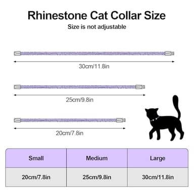 Rhinestone Cat Collar, Sparkly Necklace for Girl Cats, Detachable Diamond Glitter Collar with a Fish Pendant Accessory, Collars Diameter 2.5 inch, for Princess Kitty (Light Purple, 20) - Image 2