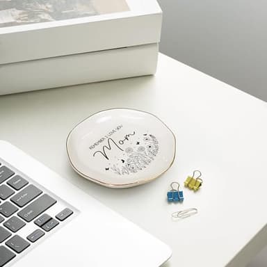 WANDER PRINTS for Mother - Ceramic Ring Dish Jewelry Tray for Mom - 50th 60th 70th 80th Birthday Gifts, for Mommy from Daughter, Son - Remember I Love You Mom - Image 8