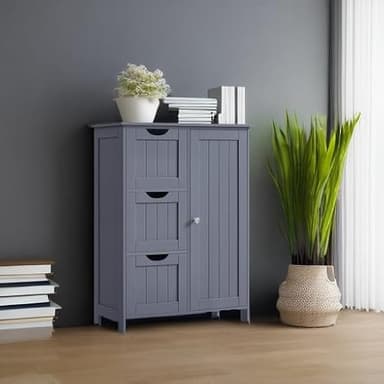 VASAGLE Bathroom Floor Storage Cabinet, Freestanding Bathroom Storage Unit with 3 Drawers, 1 Adjustable Shelf, 11.8 x 23.6 x 31.5 Inches, Slate Gray UBBC049G01 - Image 6