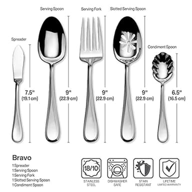 Mikasa Bravo 65-Piece Flatware Set for 12, 18/10 Stainless Steel Silverware with Full Service, Includes Forks, Knives, Spoons, and Serving Utensils - Image 10