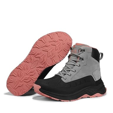 NORTIV 8 Women's Waterproof Hiking Boots Lightweight Outdoor Trekking Camping Trail Work Boots Duck Boots SNHB2312W Size11 Light Grey/Pink - Image 6