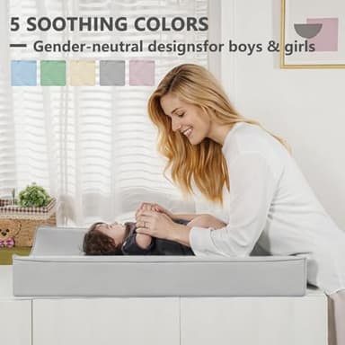 Vegan Leather Changing Pad Cover - 31"X 16" - Waterproof Wipeable, Extra Thick & Portable & Non-Slip Diaper Mat - Fits Standard Changing Tables for Baby Boy Girl (Gray) - Image 7