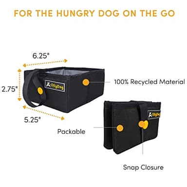 OllyDog Crumple Travel Food Bowl, Water-Resistant Collapsible Dog Bowl, Portable Dog Bowl, Pet Supplies, Ideal for Outdoor Camping, Walking, Traveling, Hiking (Raven) - Image 2