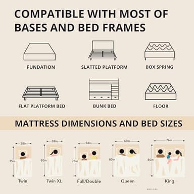 EGOHOME 14 inch Firm King Mattress, Memory Foam Mattress with Cooling Cover, Bed in a Box, CertiPUR-US Certified, Breathable and Supportive, Made in USA, 76''x80''x14'' Black - Image 7