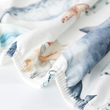 GRSSDER Stretchy Super Soft Jersey Knit Fitted Pack n Play Sheets Set 2 Pack,Portable/Mini Crib Sheets Snug and Safe,Beautiful Marine Organism for Boys and Girls - Image 6