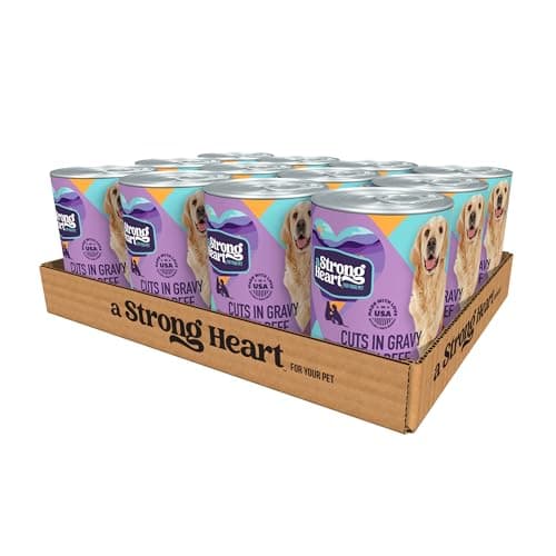 A Strong Heart Wet Dog Food, Cuts in Gravy with Beef - 13.2 oz Cans (Pack of 12), Made in The USA with Real Beef - Image 1